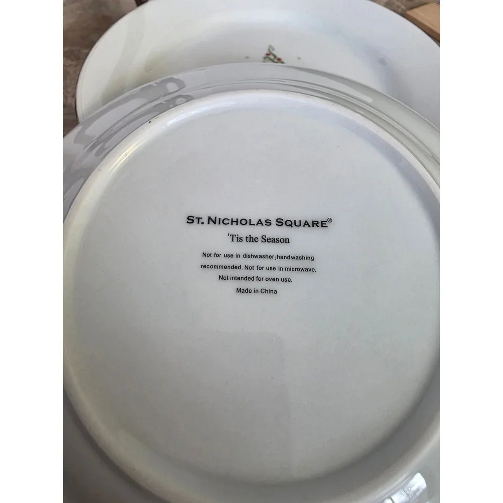 St Nicholas‎ Square Tis The Season Christmas Plates Set 2 Believe Dream Tree